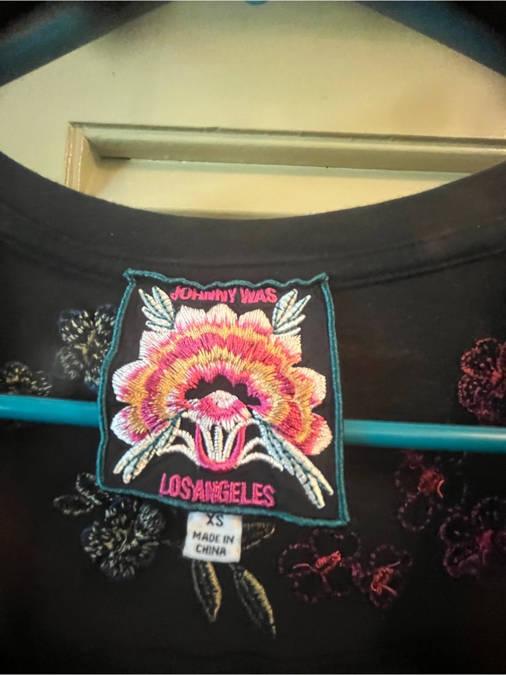 Johnny Was Sleeveless Black Maxi Dress with Multicolor Floral Embroidery - Picture 3 of 5
